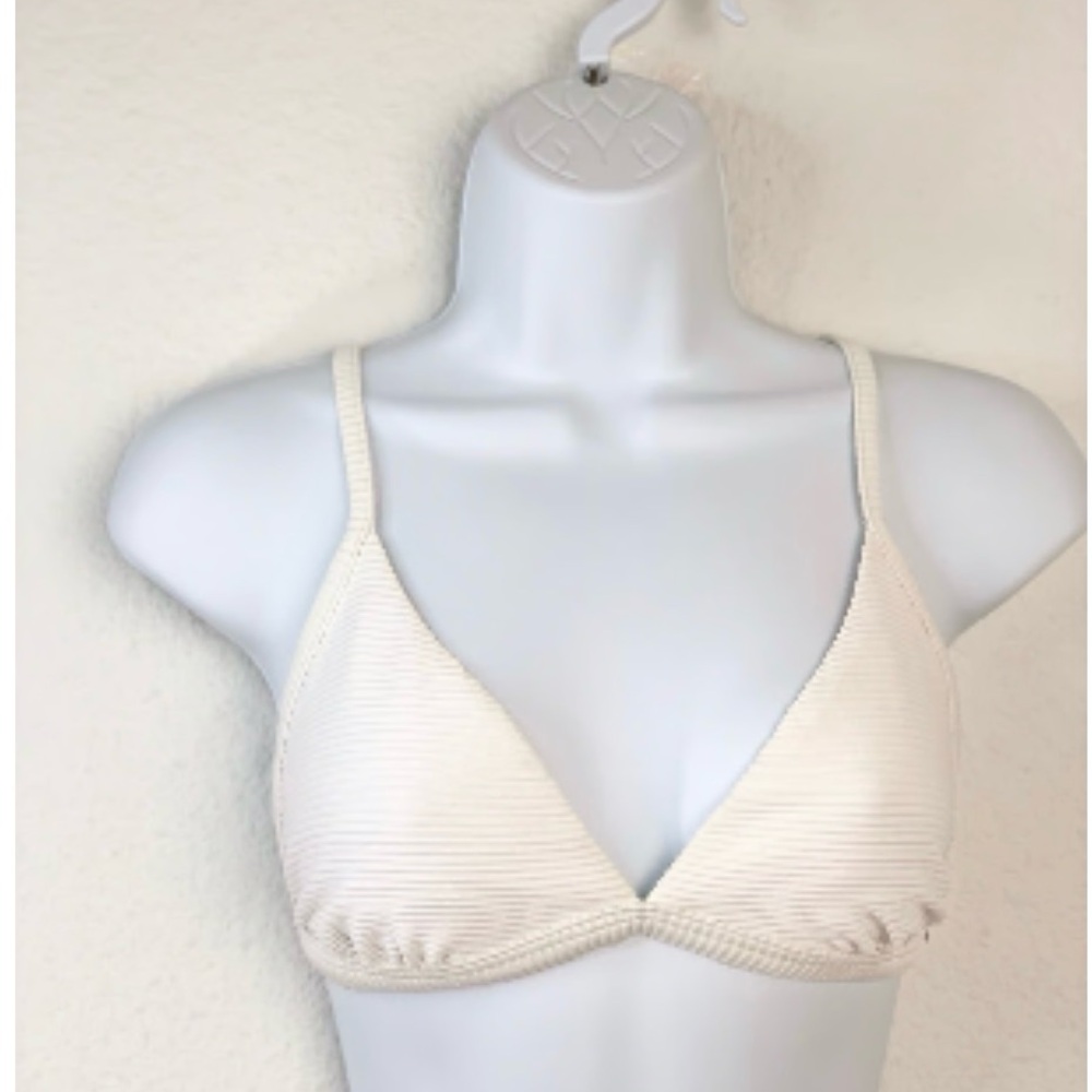 Seafolly White Ribbed Triangle Bikini Top Size 10